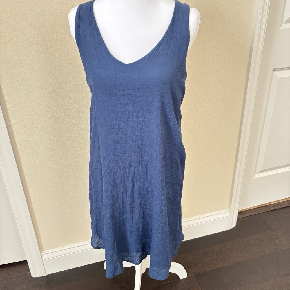 LUXOLOGY Women's Sleeveless V Neck Sundress Back Lace Panel Sz8 Coastal Beach